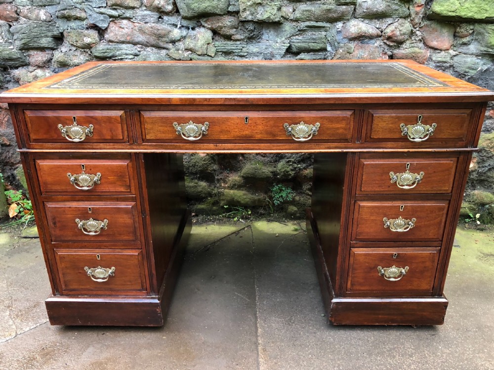 C19th Walnut pedestal  desk  View III