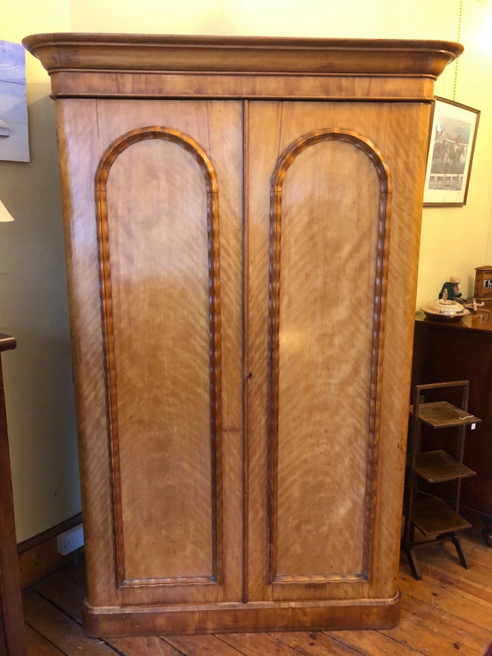 C19th Double Wardrobe in satin birch View II