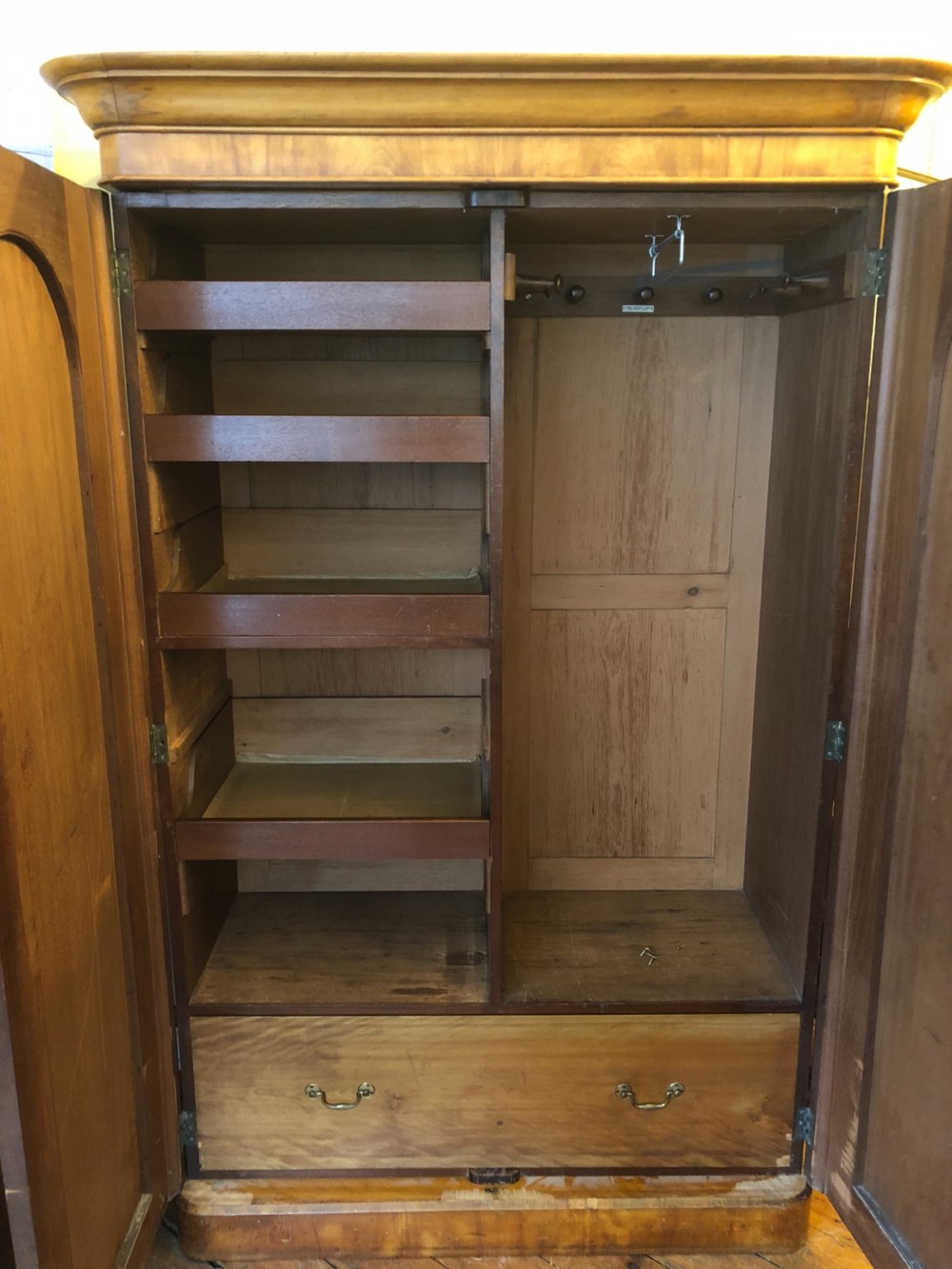 C19th Double Wardrobe in satin birch View III