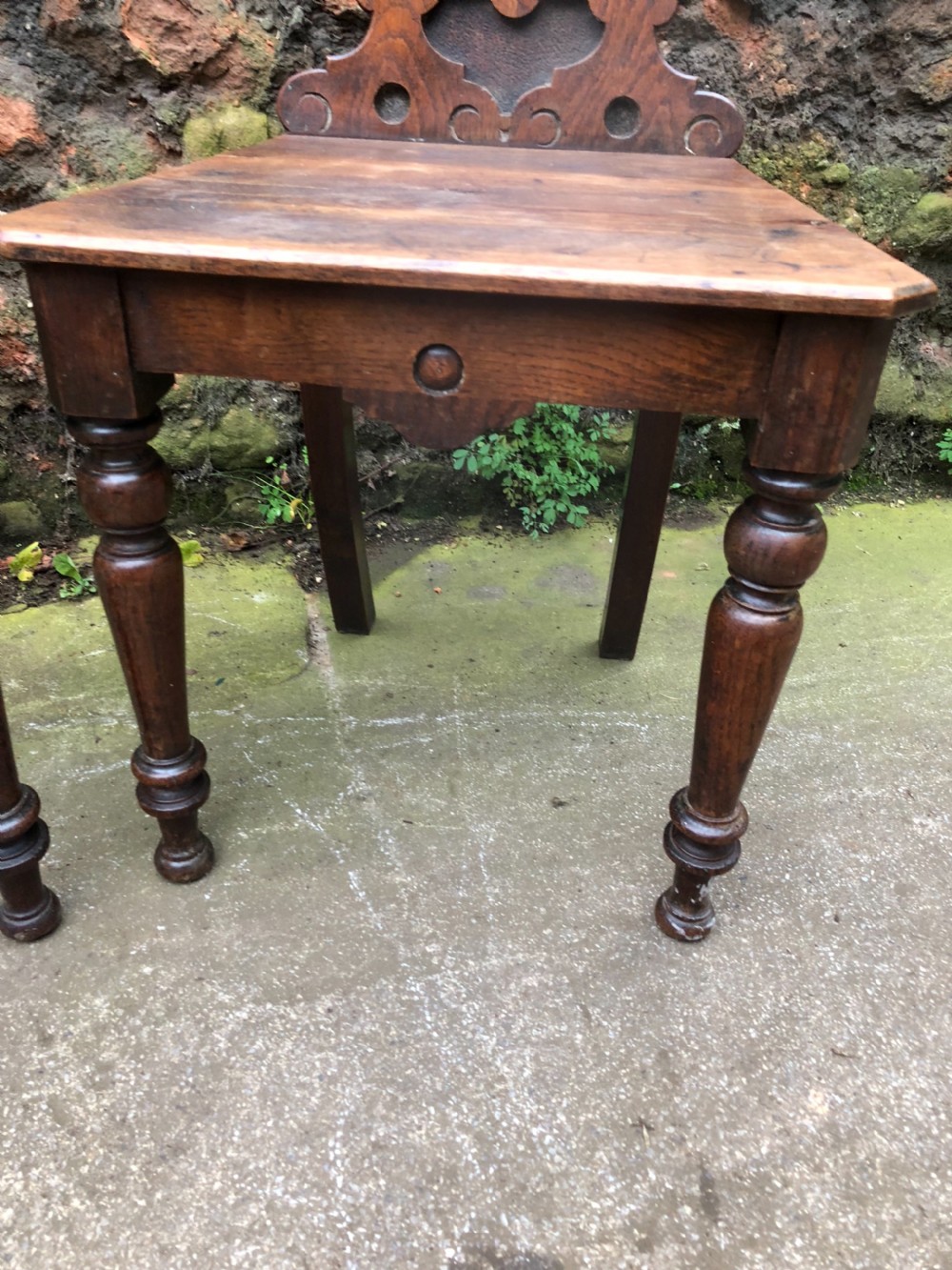 C19th pair of oak hall chairs View II