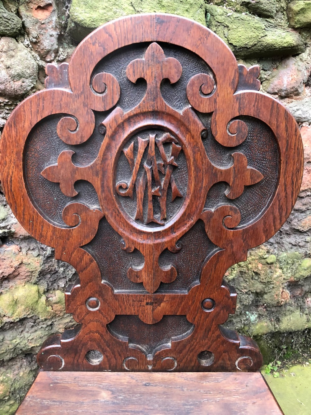 C19th pair of oak hall chairs View V