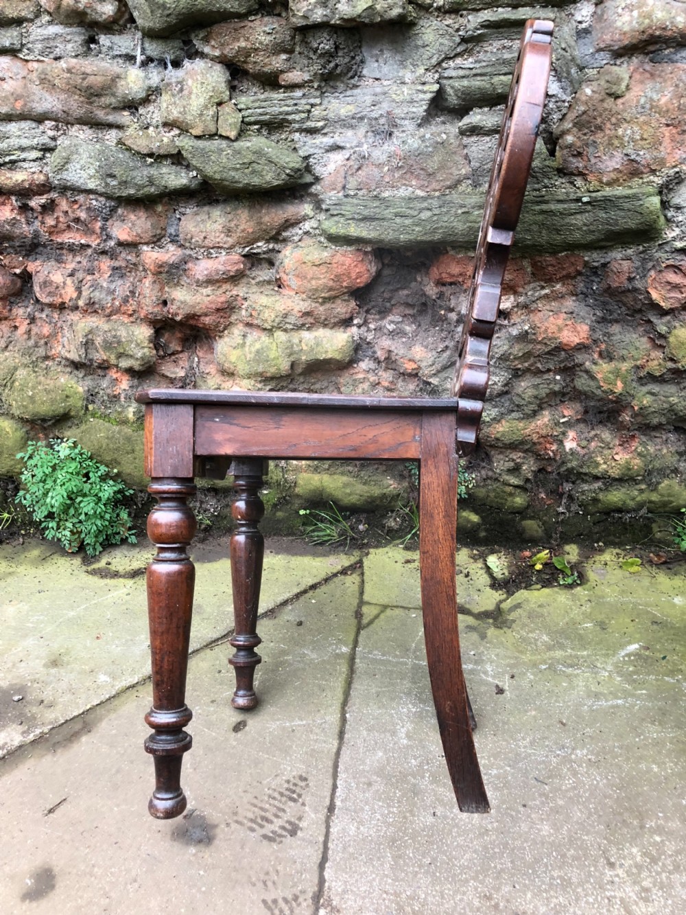 C19th pair of oak hall chairs View VIII