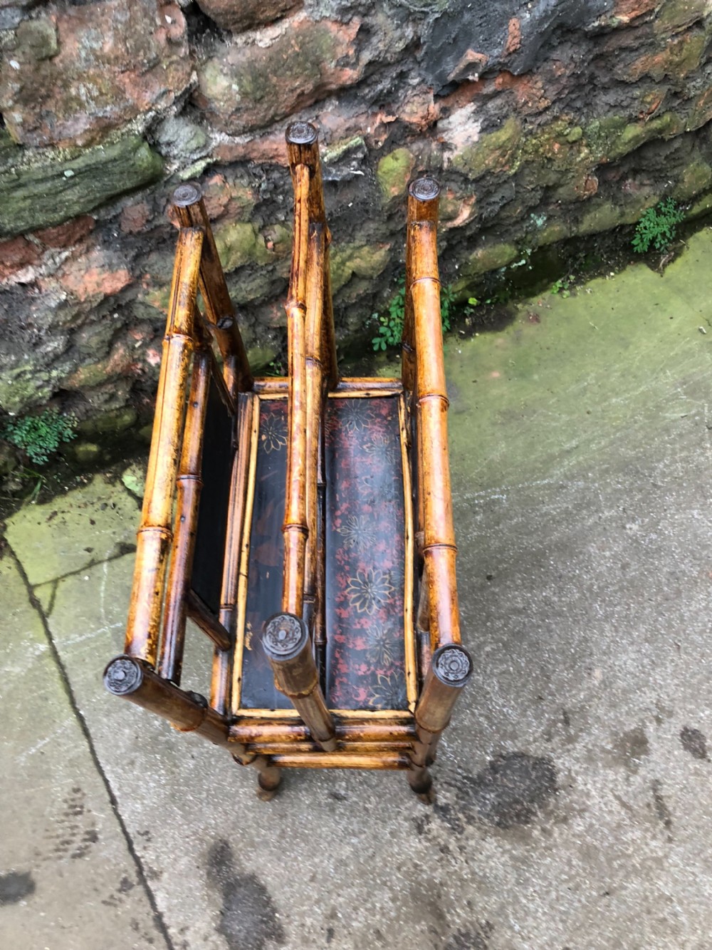 C19th lacquered panelled bamboo Canterbury stand View V