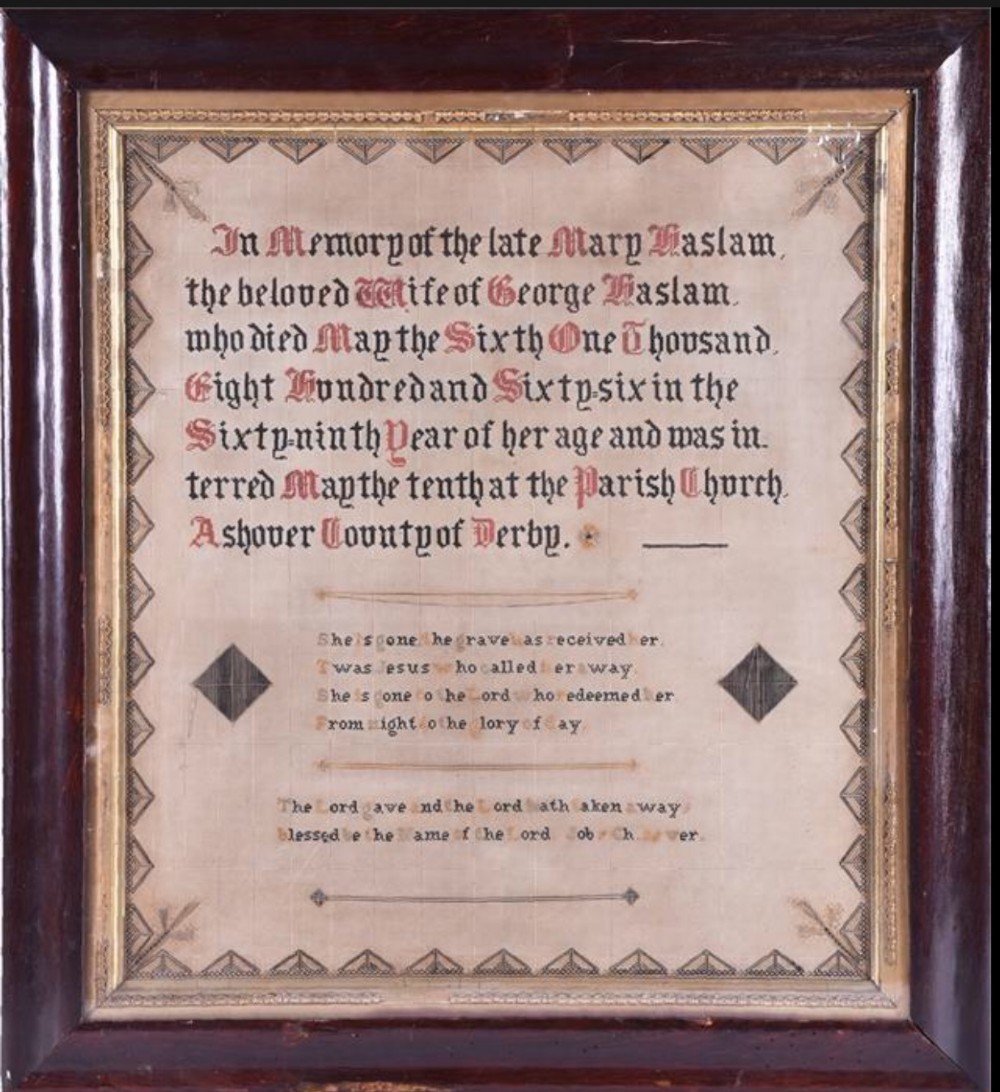 C19th sampler dedicated to mary Haslam