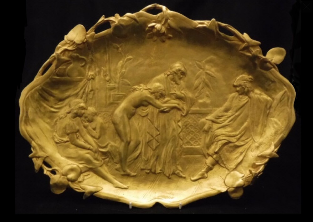 A gilt bronze tray signed A Moreau 