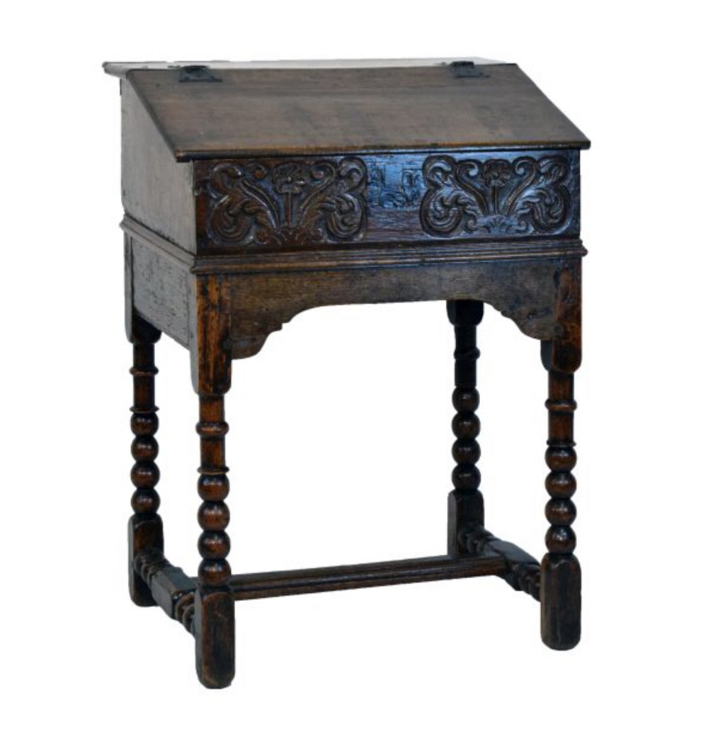 C17 th oak  bible box on stand English 