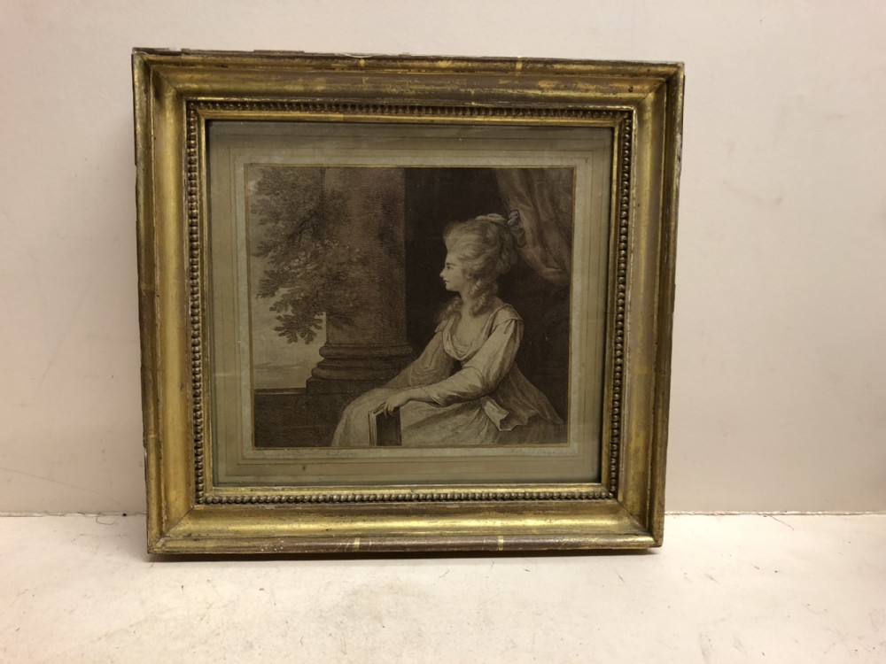 Georgian print of georgina duchess of Devonshire by bartolozzi in original frame