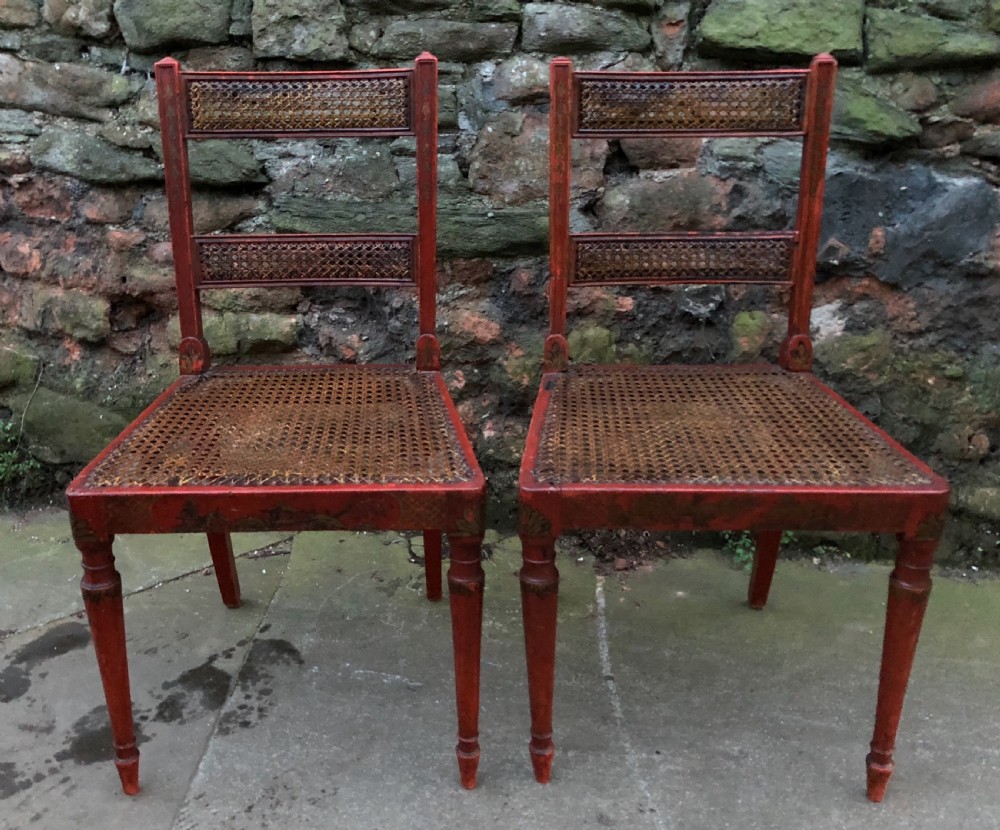 A good pair of chinoiserie decorated red lacquered chairs  View VIII