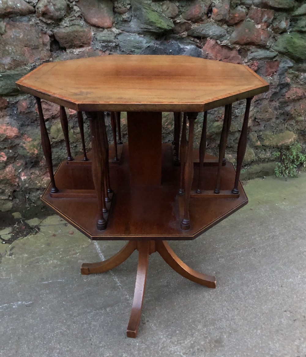 Edwardian mahogany revolving book table View II