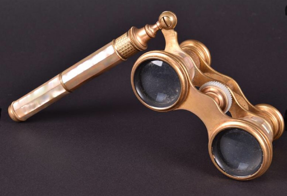 A pair of Austrian Mother of pearl decorated opera glasses