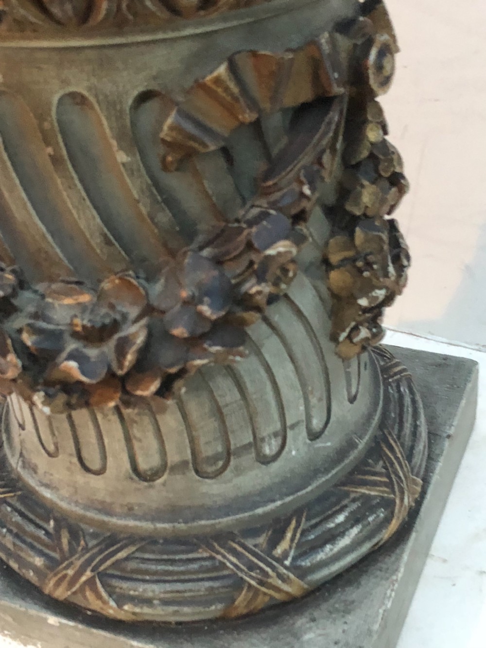 C19th painted plaster bust on carved wooden stand  View XII