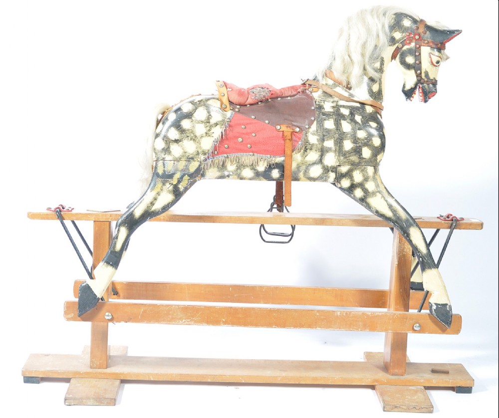 Large unrestored rocking horse by collinsons of Liverpool 