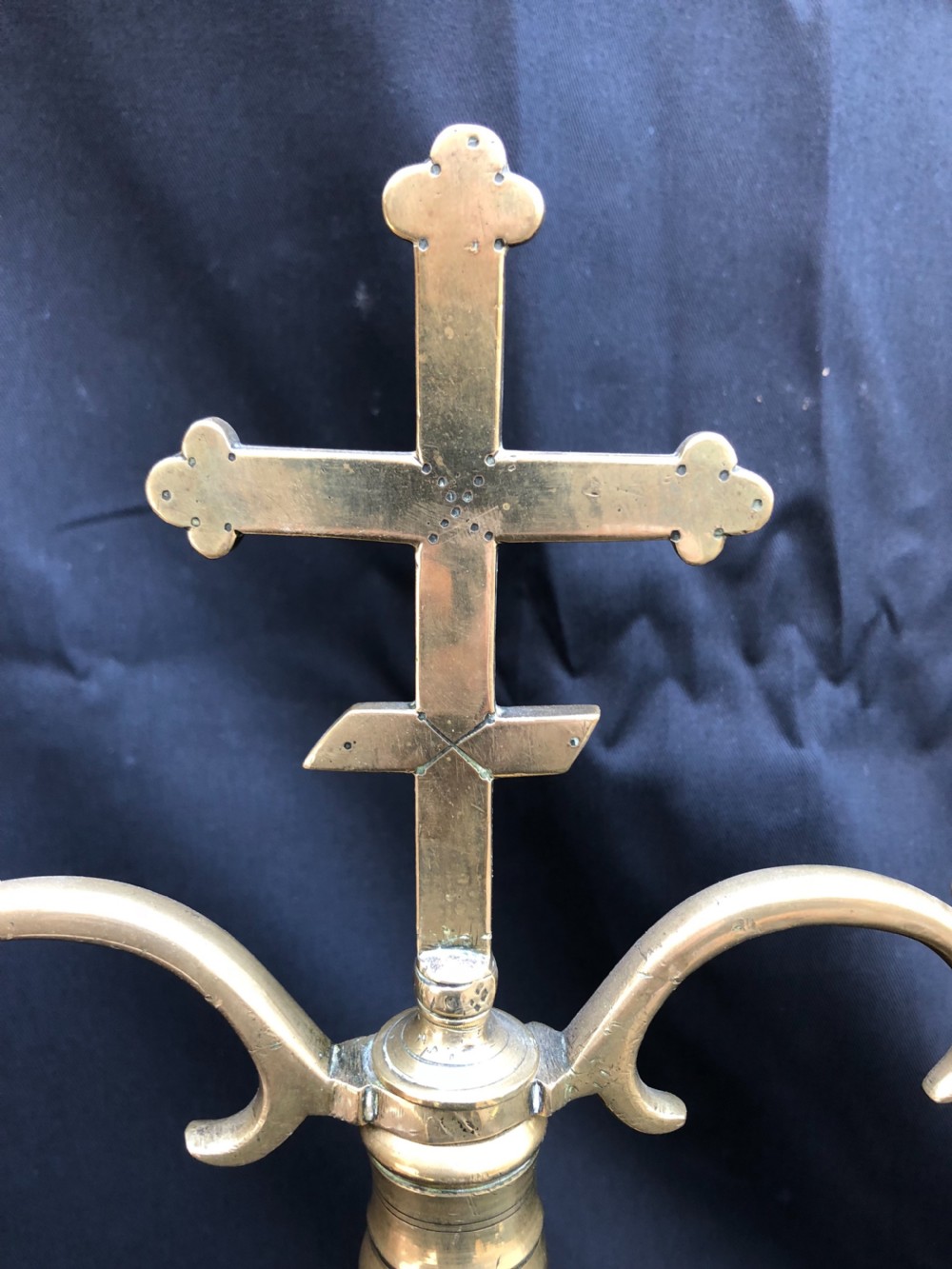 C18th church brass candelabra View II