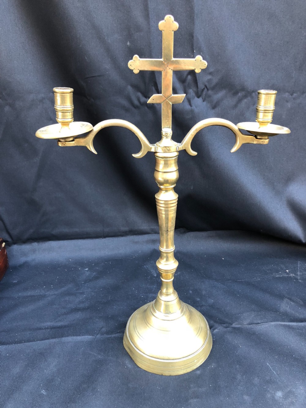 C18th church brass candelabra View VI