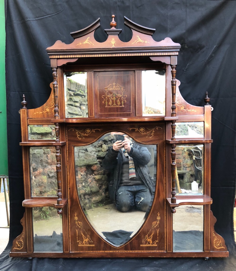 Edwardian inlaid overmantel mirror View XIV
