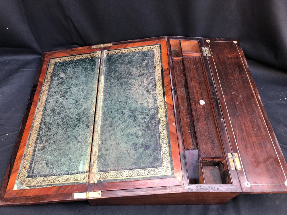 C19th rosewood writing slope inlaid with mother of pearl shell. View VII