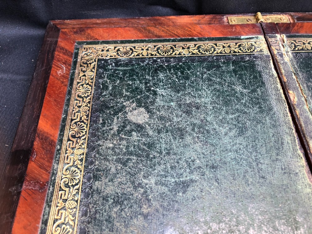 C19th rosewood writing slope inlaid with mother of pearl shell. View VIII