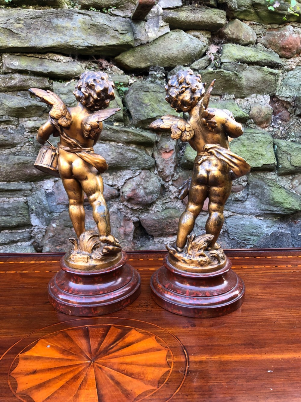 Pair of cherubs playing cymbals and a drum after A Moreau  View III