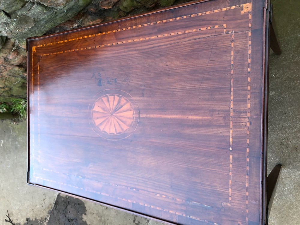 An C18th Italian Mahogany and inlaid writing table  View III