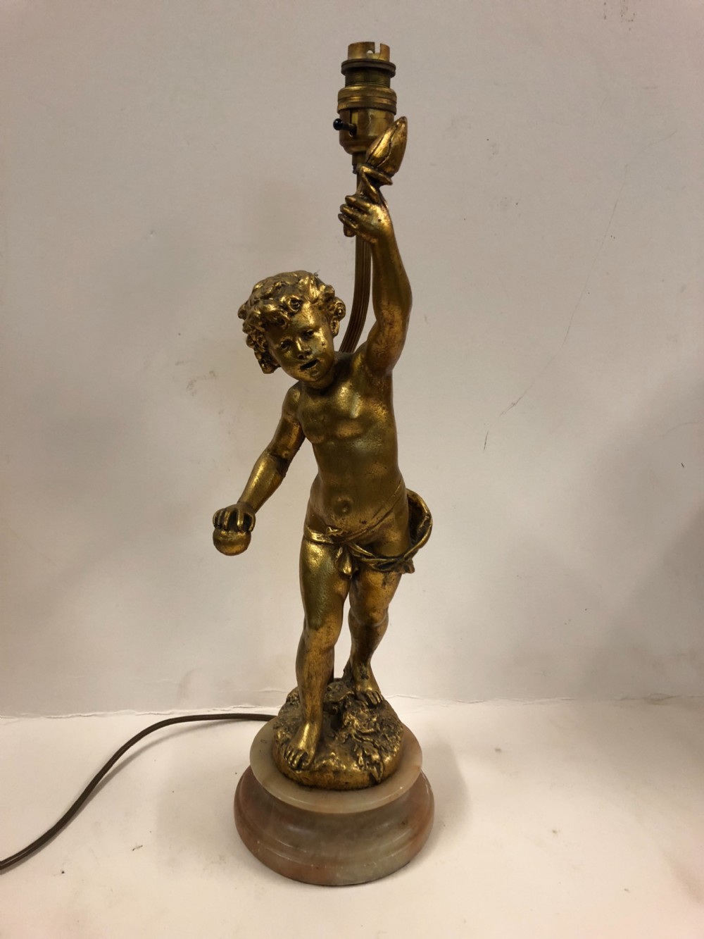 Early C20th cherub lamp