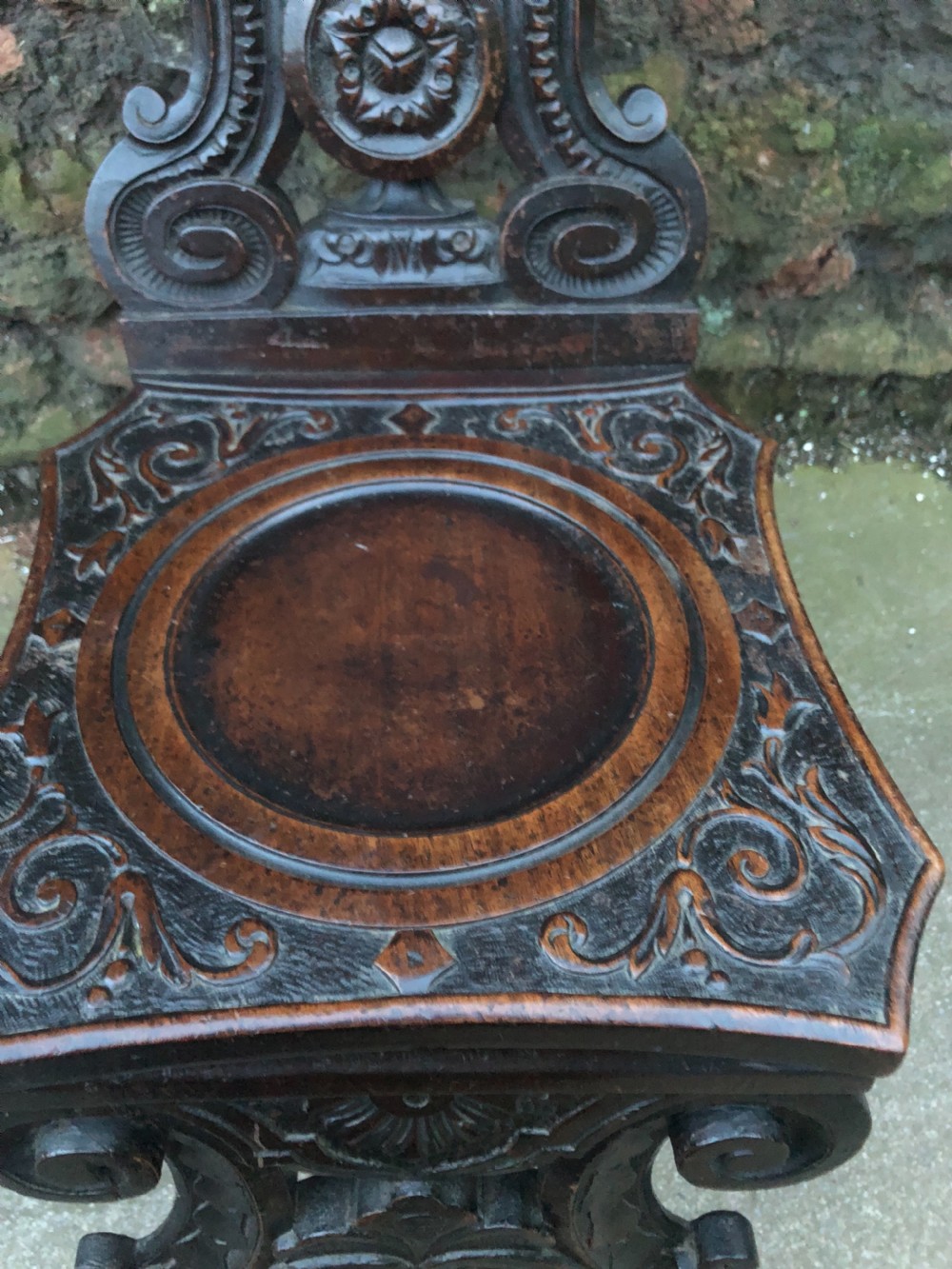 Antique Italian Carved Walnut Sgabello a Dorsale circa 1880 View V