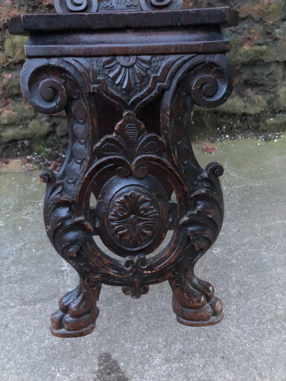 Antique Italian Carved Walnut Sgabello a Dorsale circa 1880 View VI