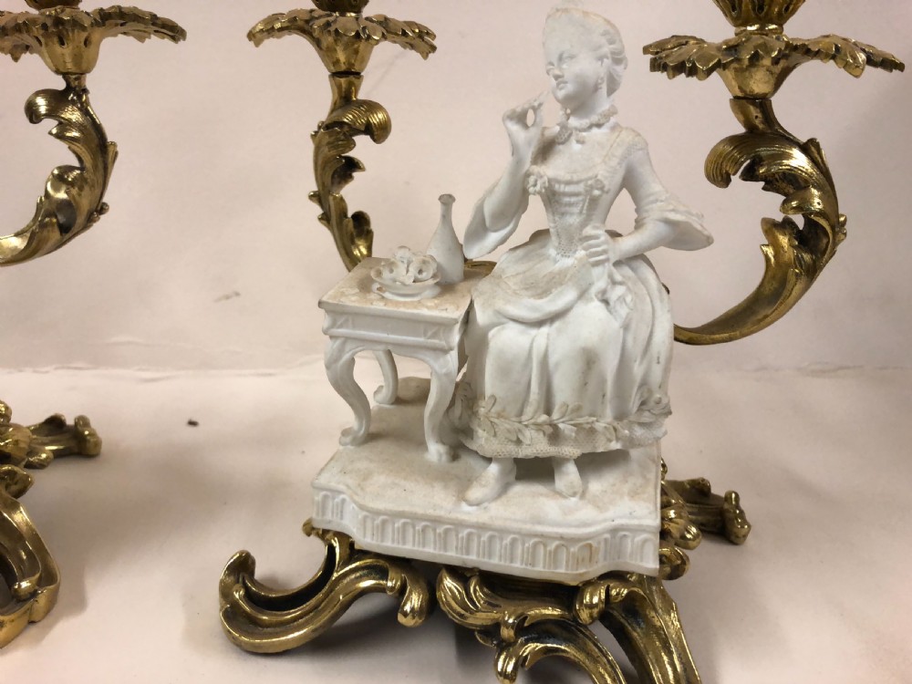 Pair of ormolu candelabras with Parian figures  View III