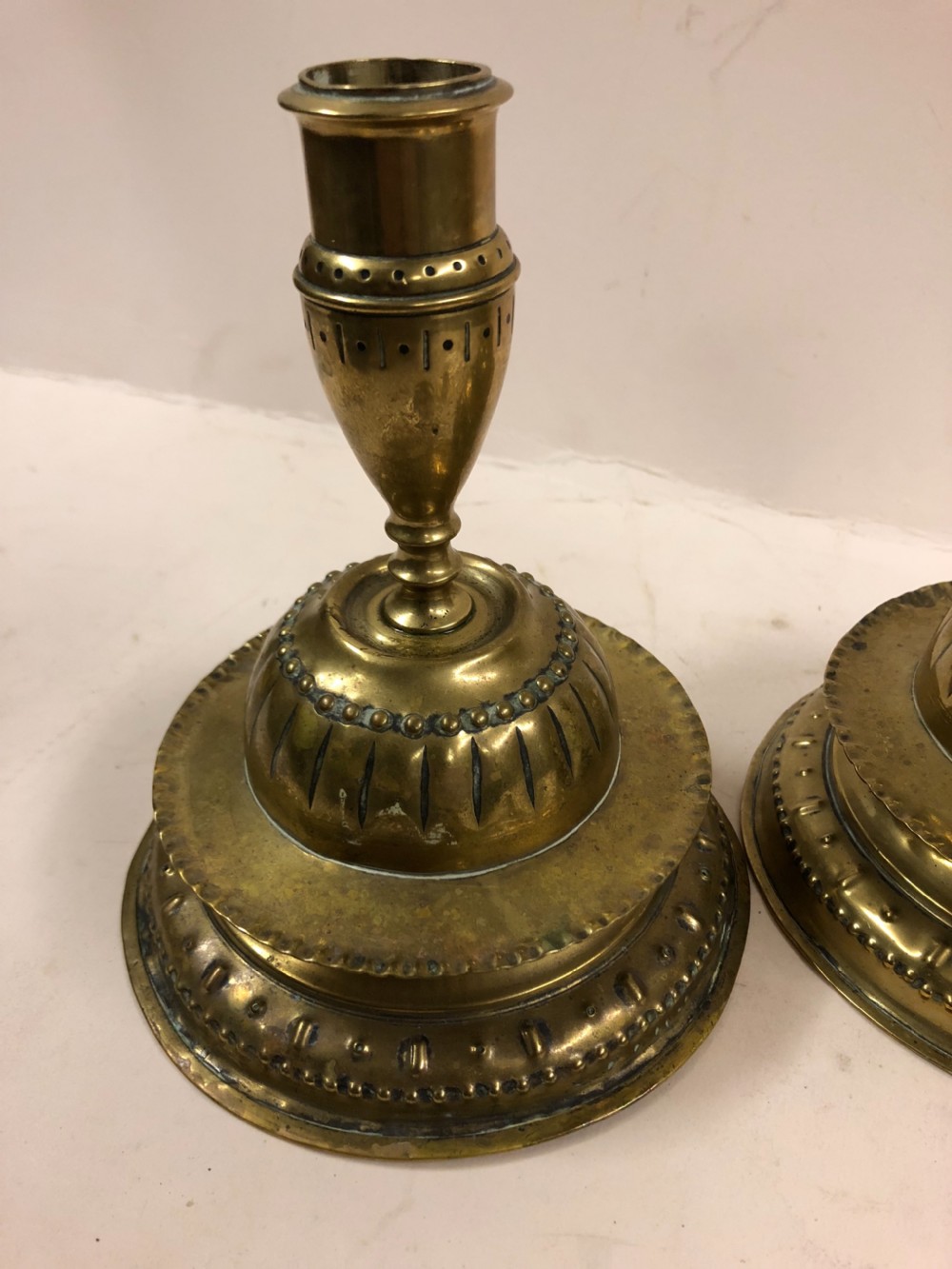 C17th Flemish Brass candlesticks  View V