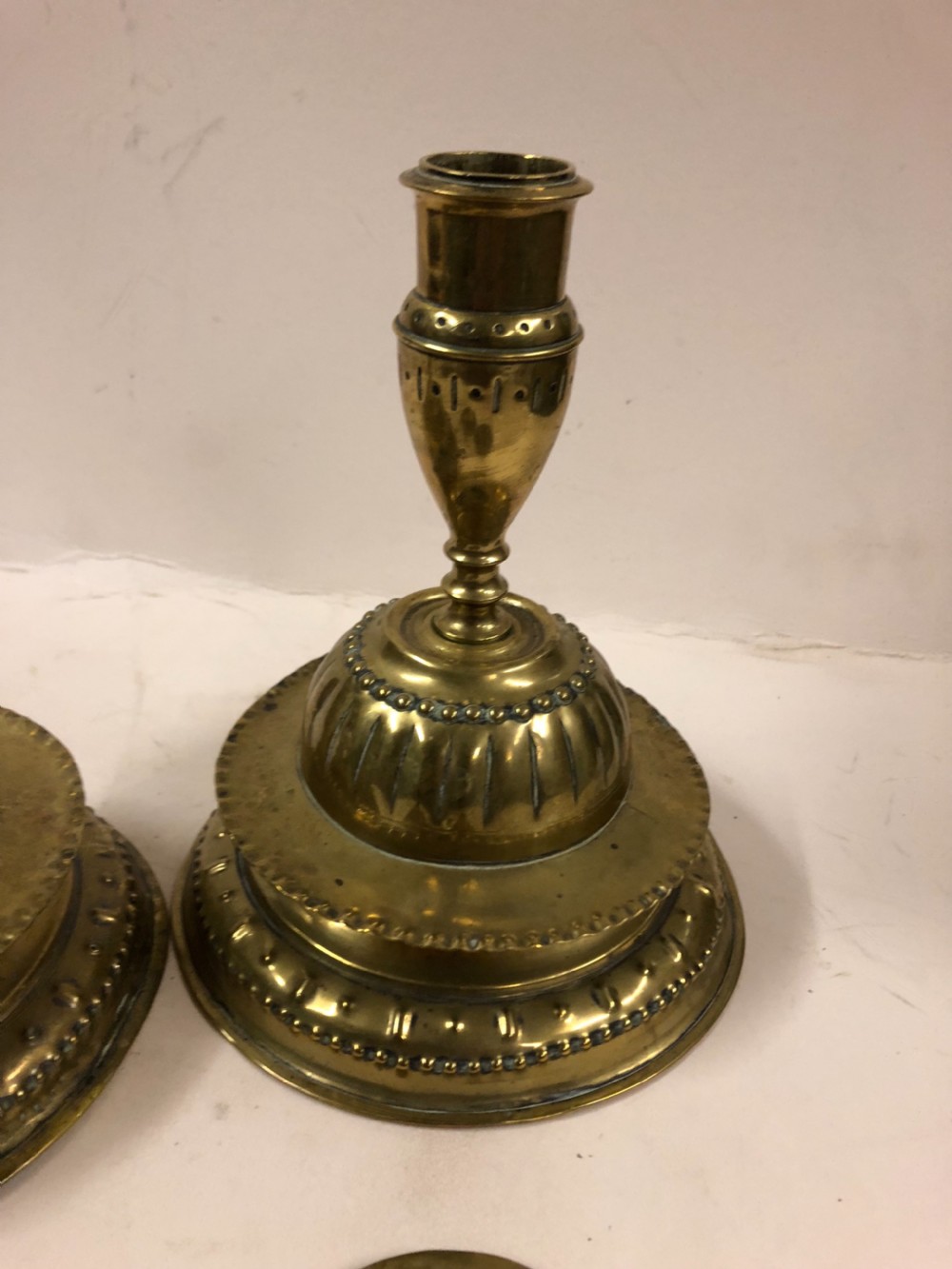 C17th Flemish Brass candlesticks  View VI