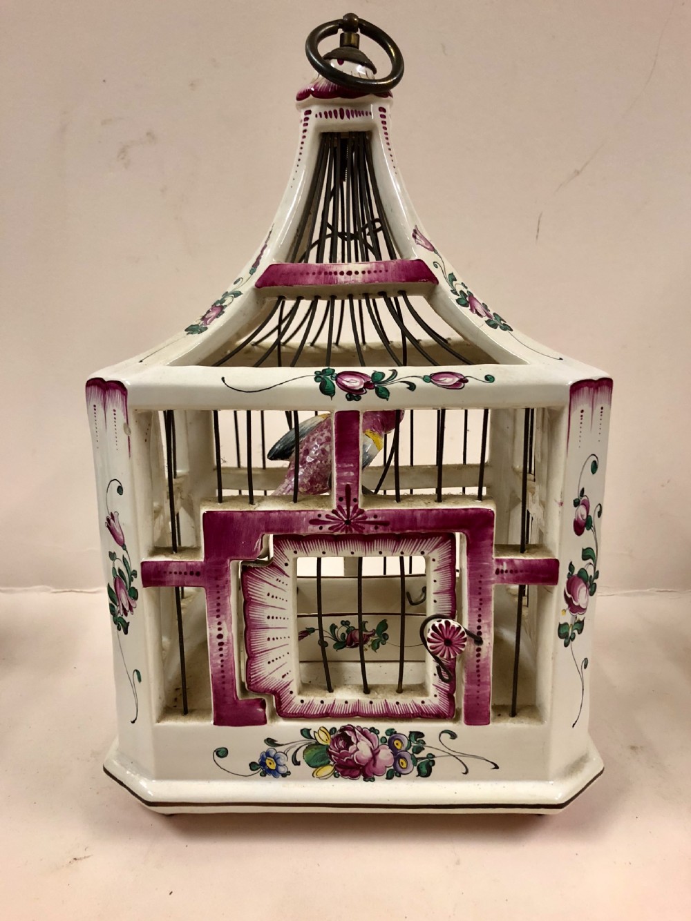 C19th faience birdcage 