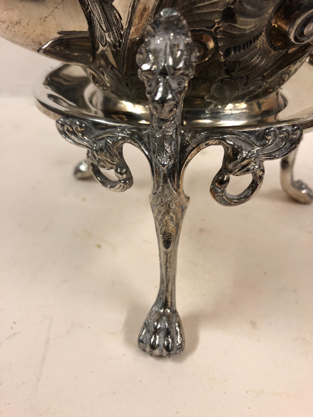 A silver plated kettle on stand  View V