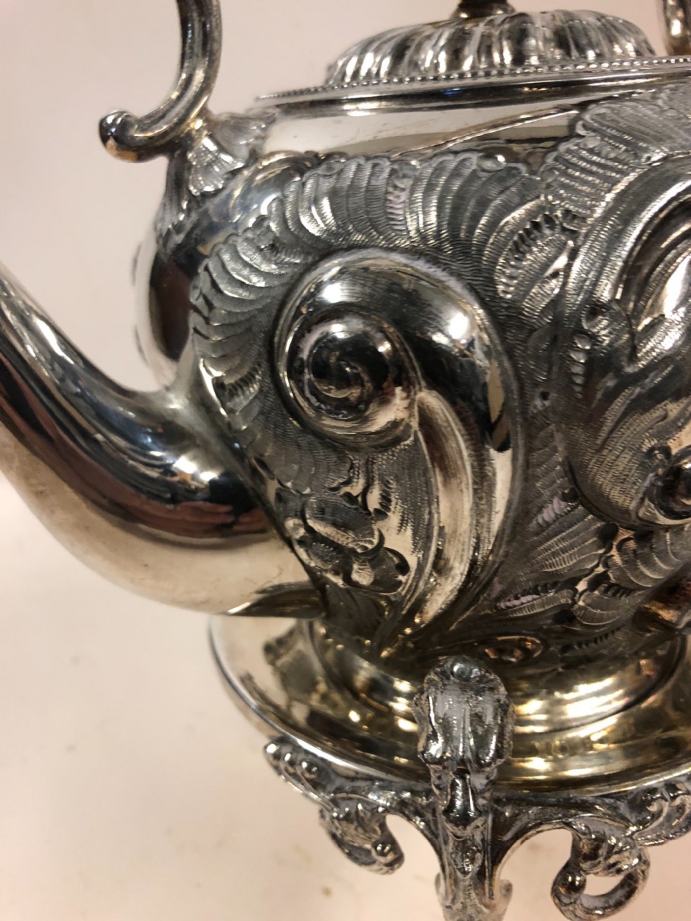 A silver plated kettle on stand  View VII