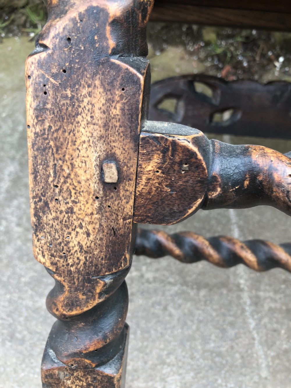 C17th Elbow chair (1680-90) caned with walnut frame View VI