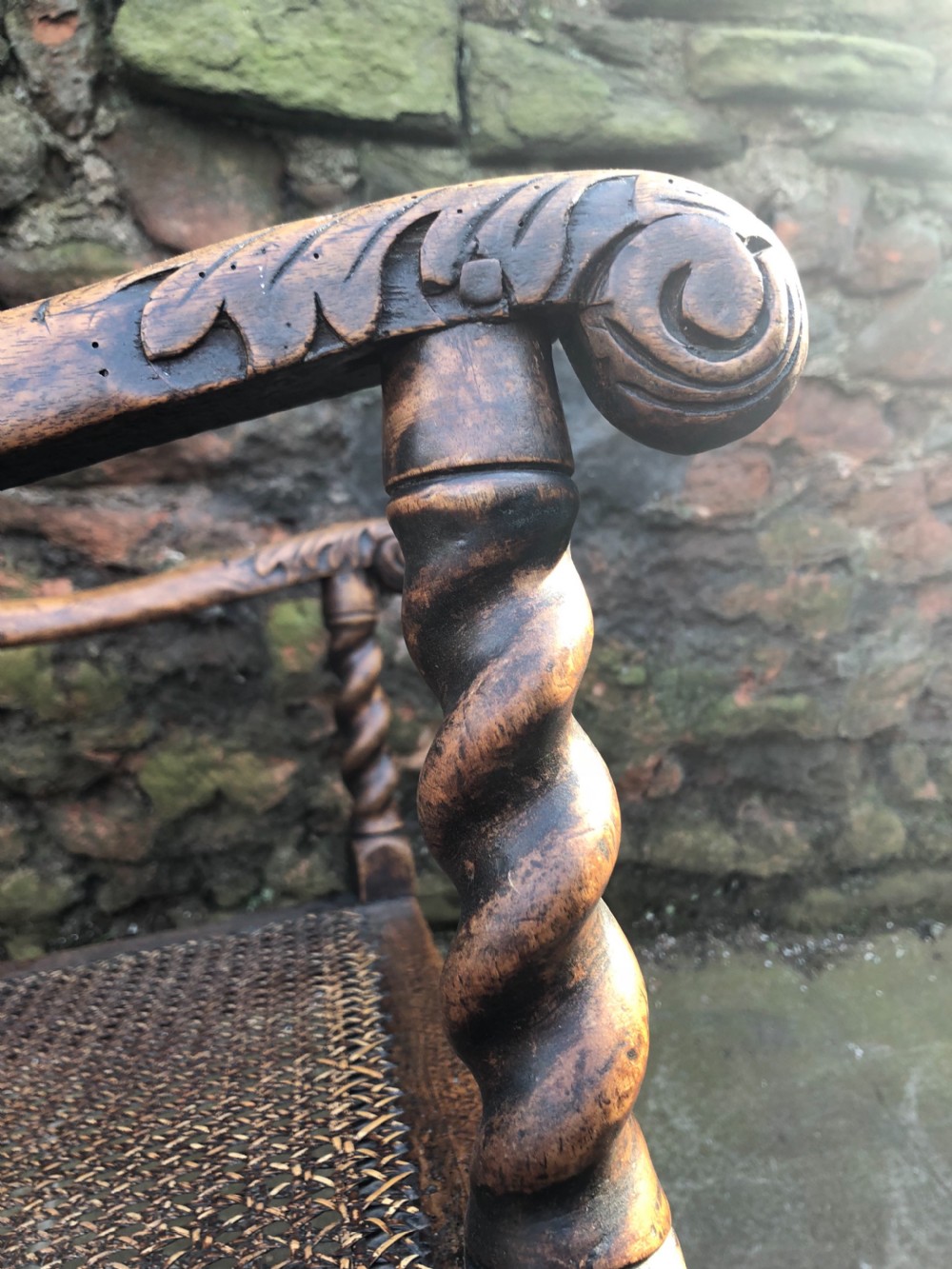 C17th Elbow chair (1680-90) caned with walnut frame View VIII
