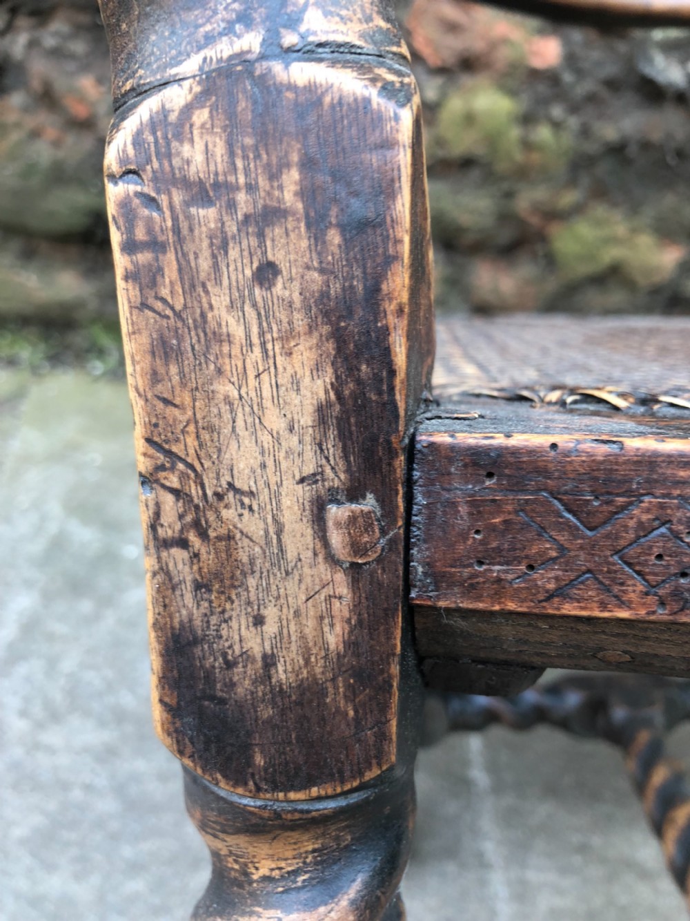 C17th Elbow chair (1680-90) caned with walnut frame View IX