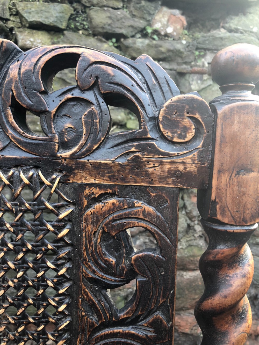 C17th Elbow chair (1680-90) caned with walnut frame View X