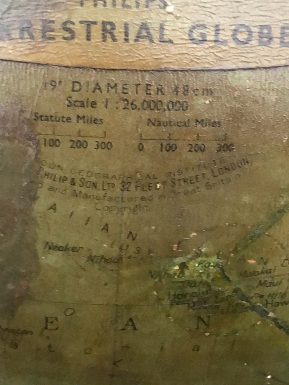Large 20 inch Phillips atlas globe on wooden stand View VIII