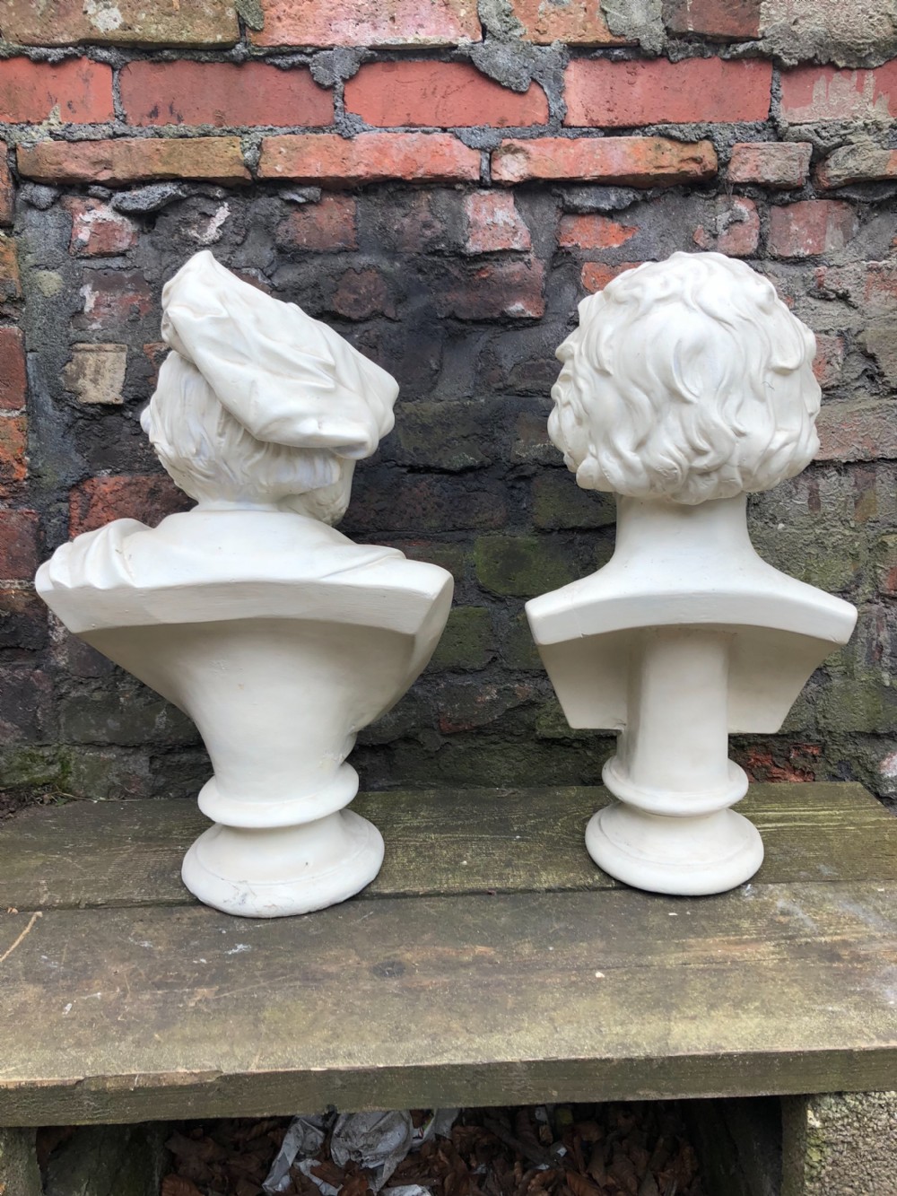 Pair of large plaster busts of Beethoven and Wagner  View IV
