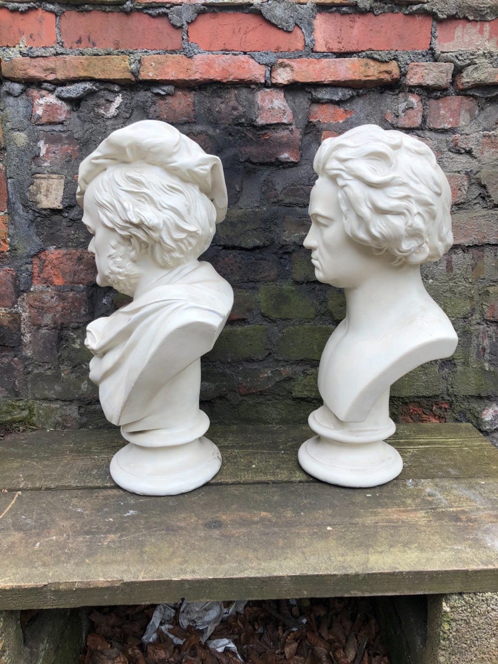 Pair of large plaster busts of Beethoven and Wagner  View V