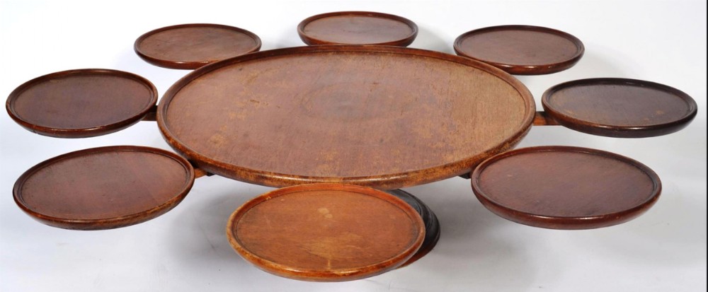 C19th oak lazy Susan with extension pieces