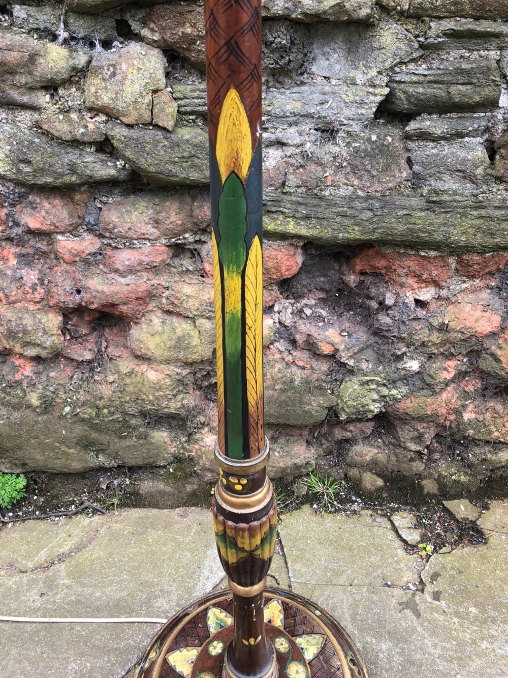 1930s standard lamp with painted decoration View II
