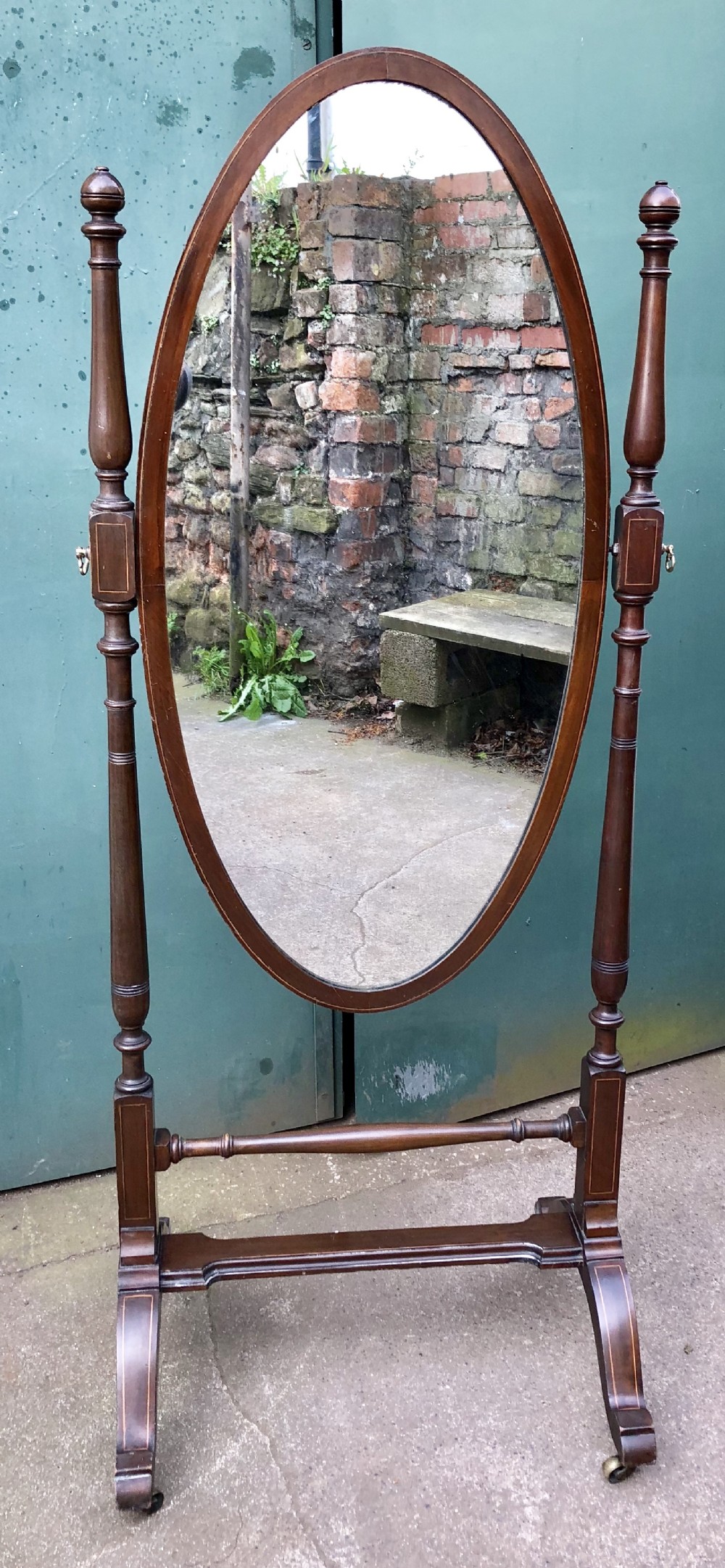 Edwardian oval cheval mirror