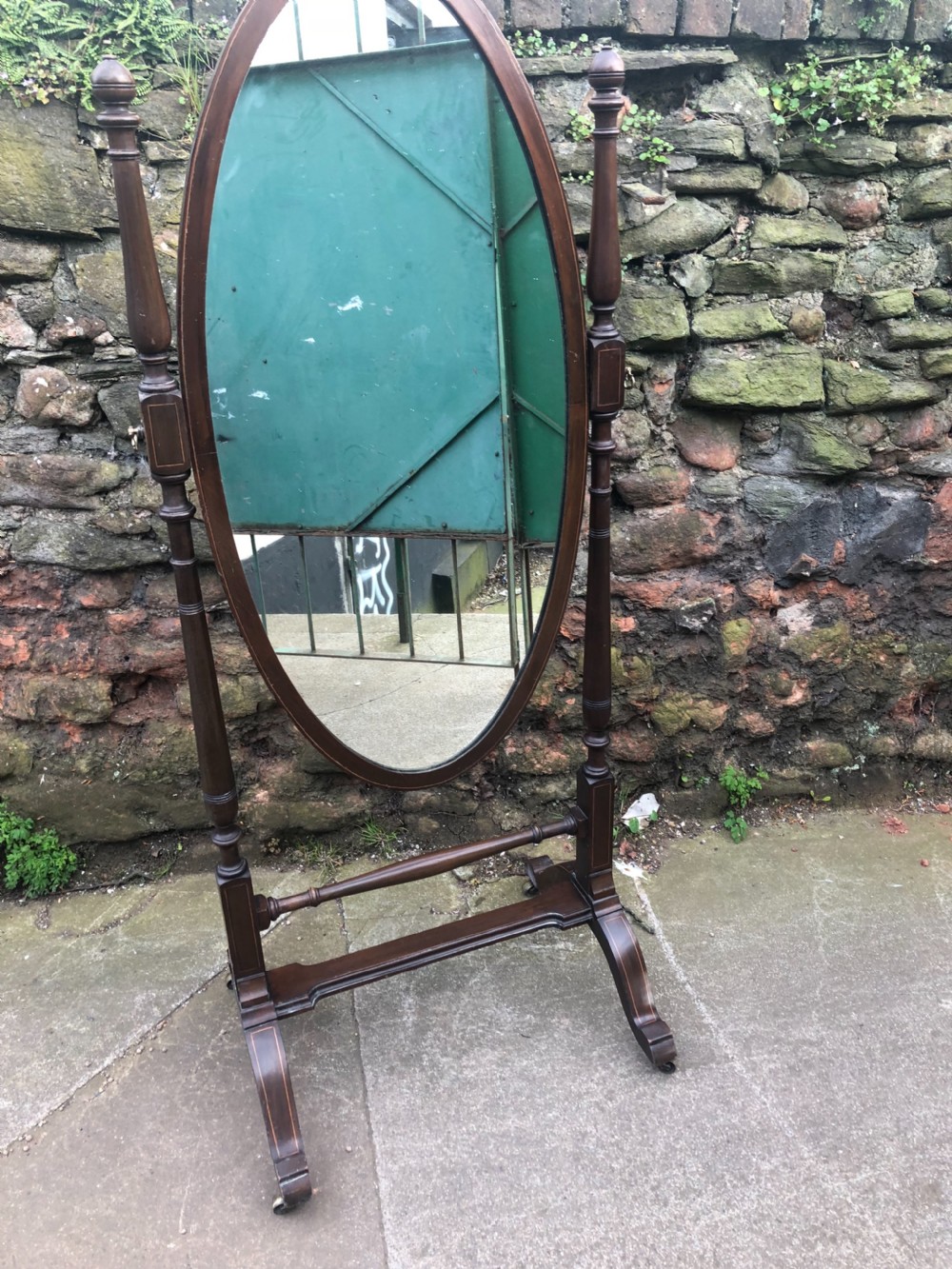 Edwardian oval cheval mirror View II
