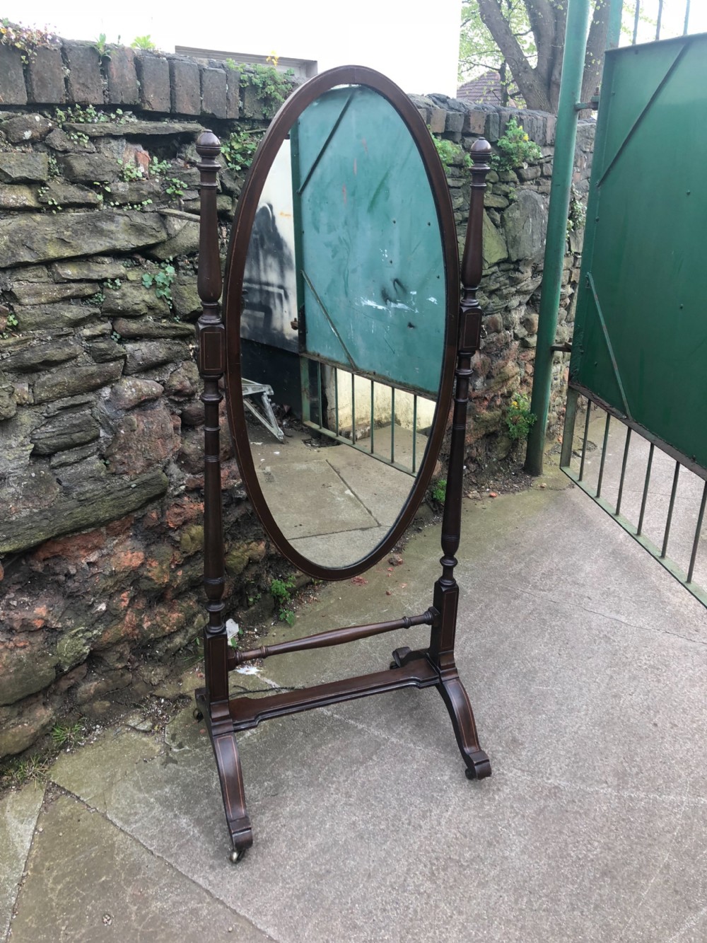 Edwardian oval cheval mirror View VI