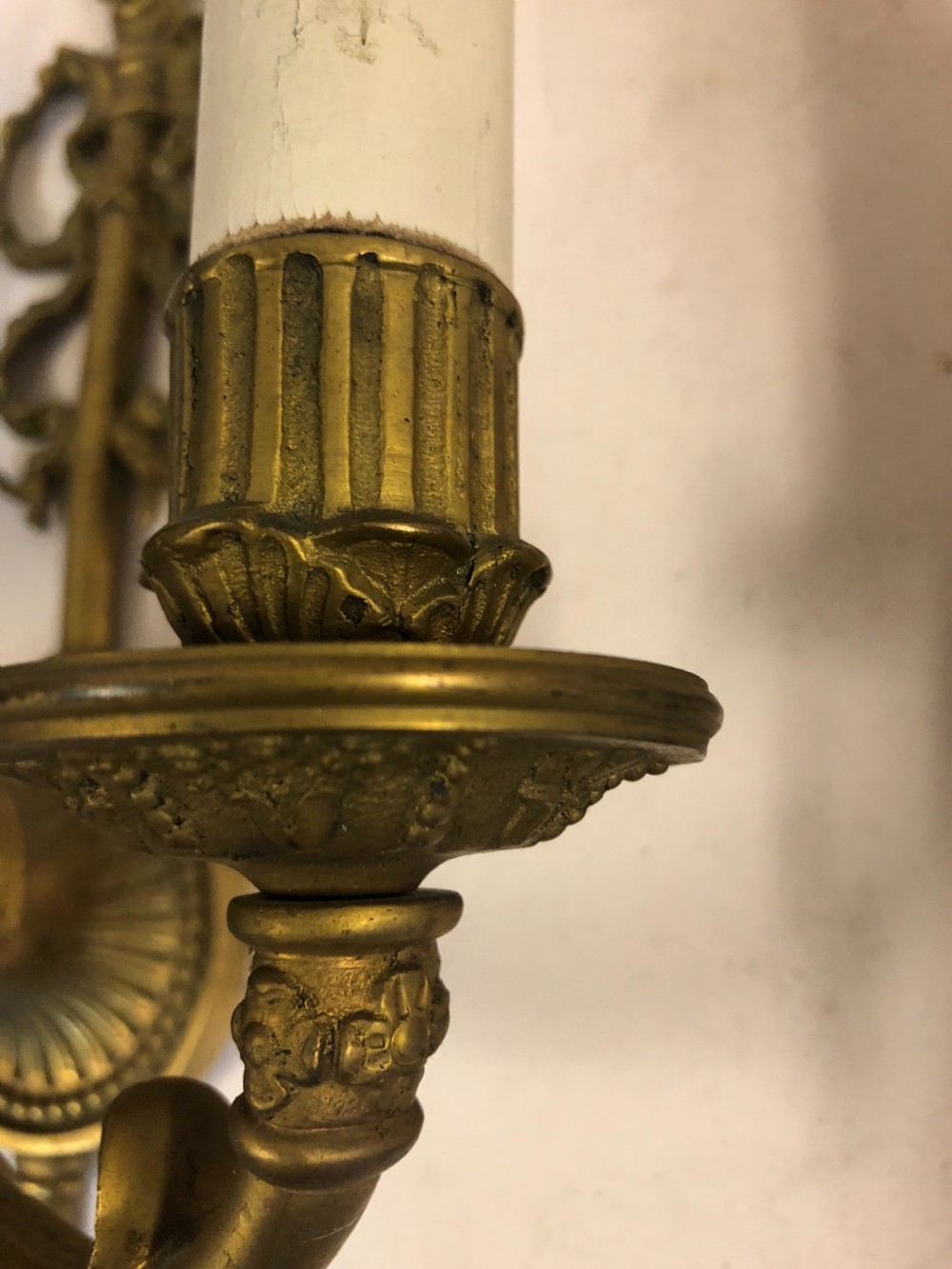 Pair of brass wall lights View II