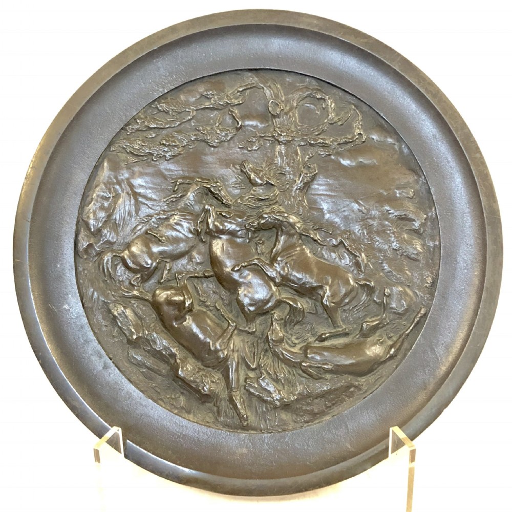 Large antique bronze circular charger