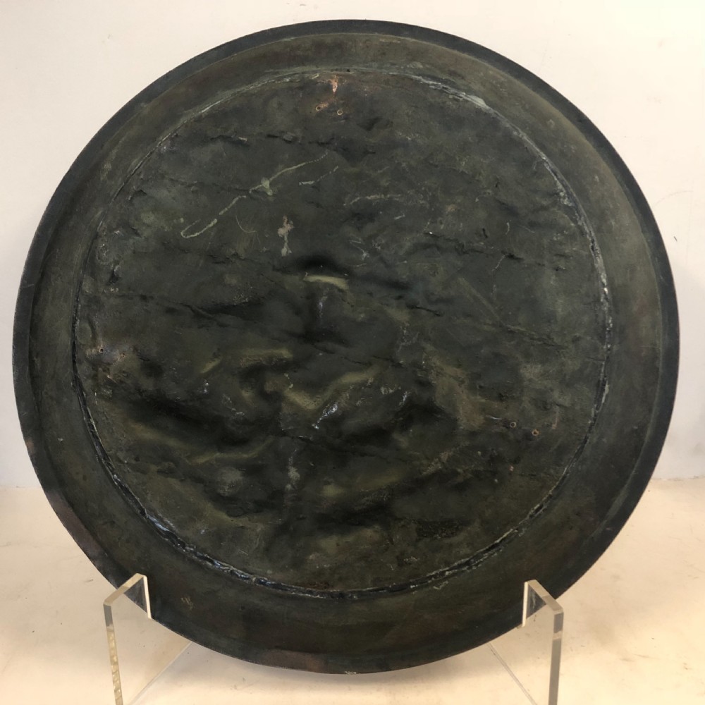 Large antique bronze circular charger View VI