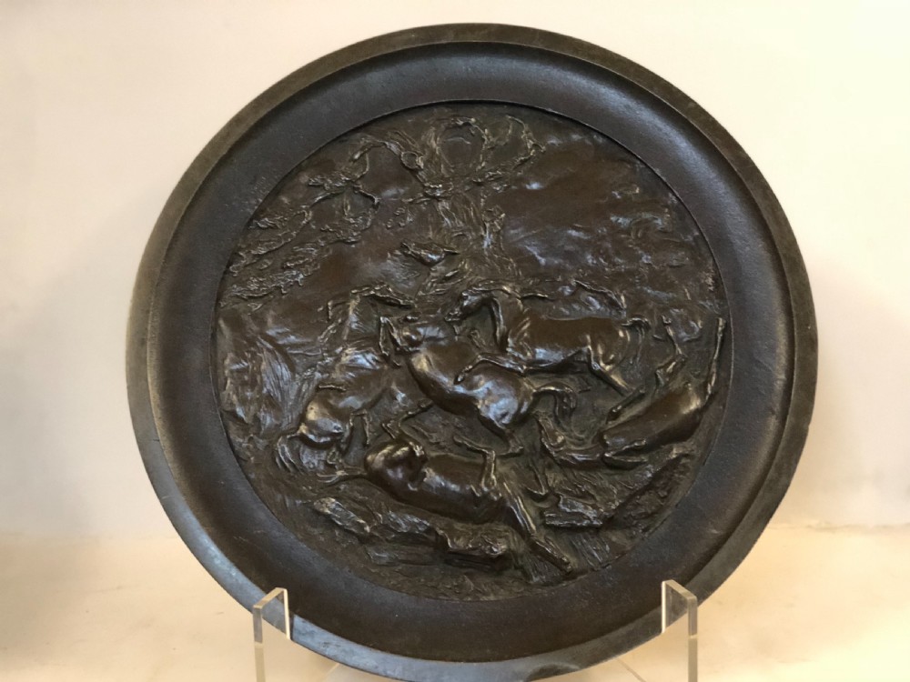 Large antique bronze circular charger View IX