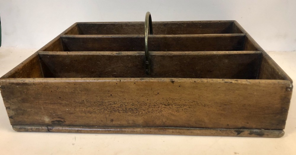 C19th fruitwood cutlery box