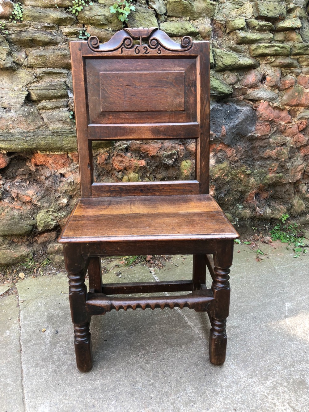 C17th Oak Chair with later date 1625